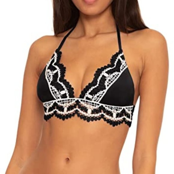 Becca  Delilah Avery Crochet Trim Halter Bikini Top Top Size XS - Picture 1 of 9